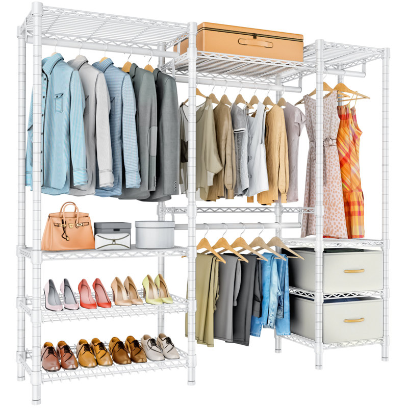 VIPEK 5 Tiers Wire Garment Clothes Rack Wardrobe Closet V8 White Wayfair